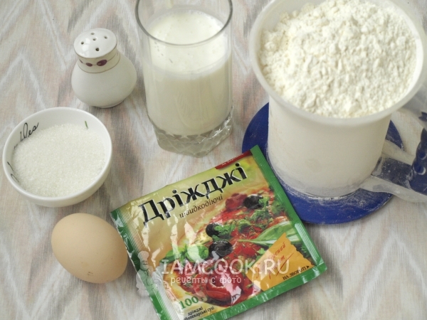 Ингредиенты для хлеба на кефире на дрожжах