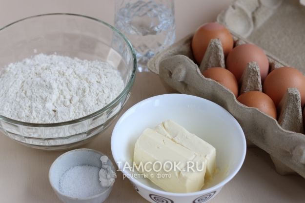 Ингредиенты для заварного теста для эклеров и профитролей