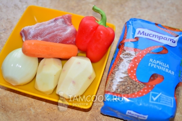 Ингредиенты для гречневого супа со свининой