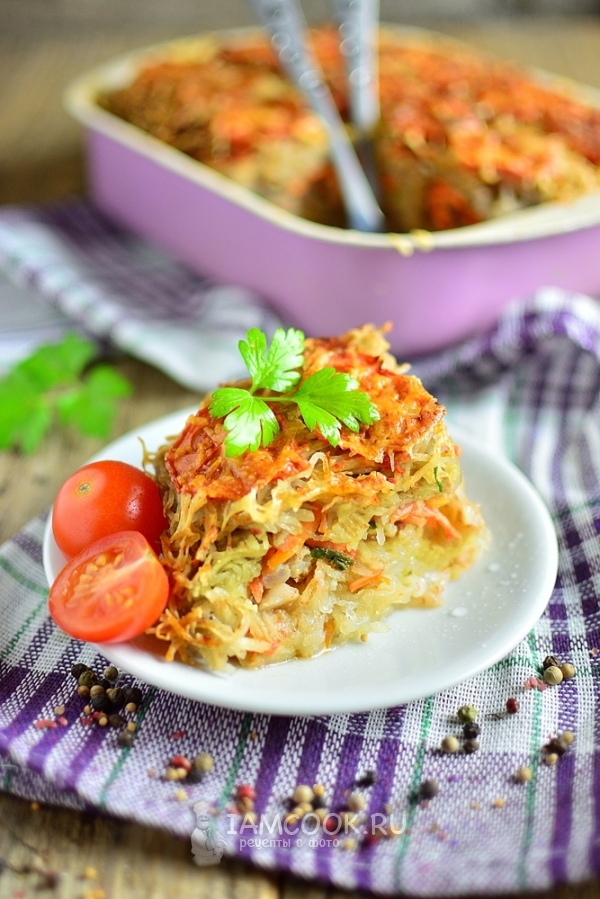 Рецепт запеканки из тертого картофеля с фаршем в духовке