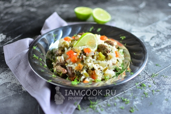 Рецепт плова с куриными сердечками в мультиварке