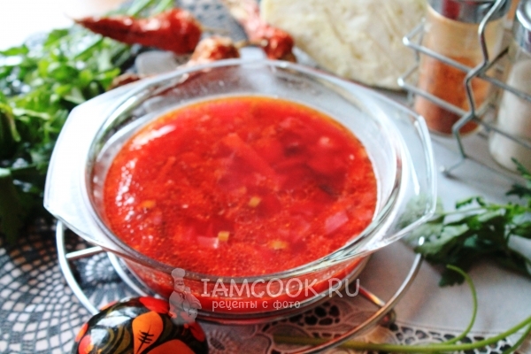 Фото постного борща с грибами и фасолью