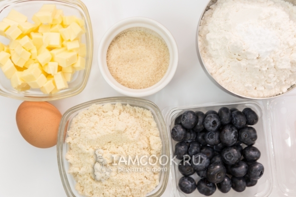 Ингредиенты для мини-пирогов с черникой и франжипаном