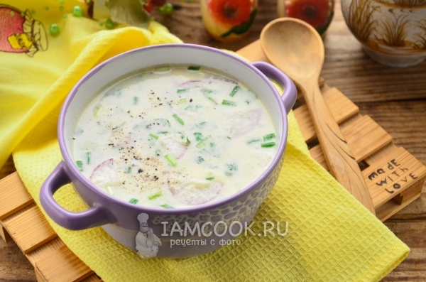 Рецепт окрошки на майонезе с колбасой