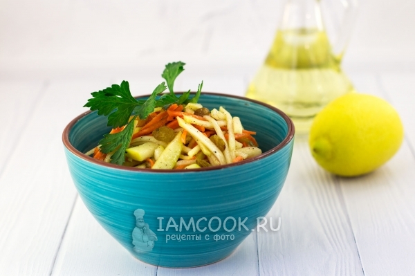 Рецепт салата из репы с морковью и яблоком