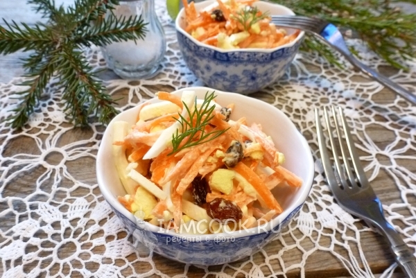 Рецепт салата из моркови с яйцом, чесноком и майонезом