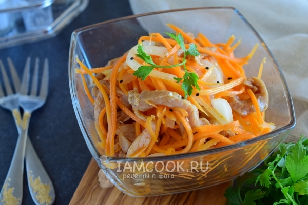 Фото салата хе из мяса с морковью