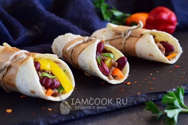 Рецепт бурито с фаршем и фасолью