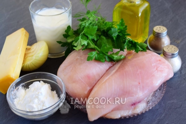 Ингредиенты для рубленных котлет из куриной грудки с сыром