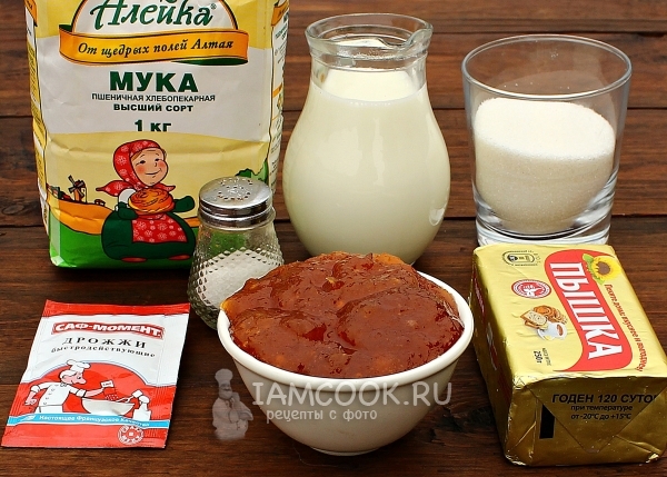 Ингредиенты для пирожков с яблочным повидлом