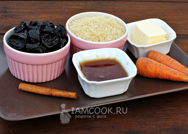 Ингредиенты для сладкого плова с черносливом в мультиварке