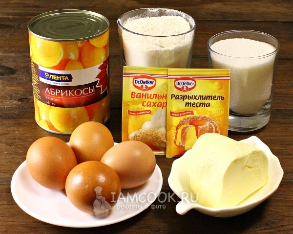 Ингредиенты для пирога с консервированными абрикосами