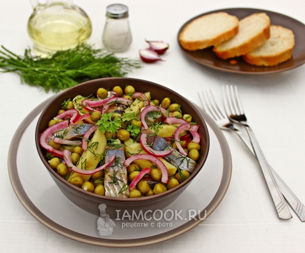 Рецепт салата из селедки с горошком