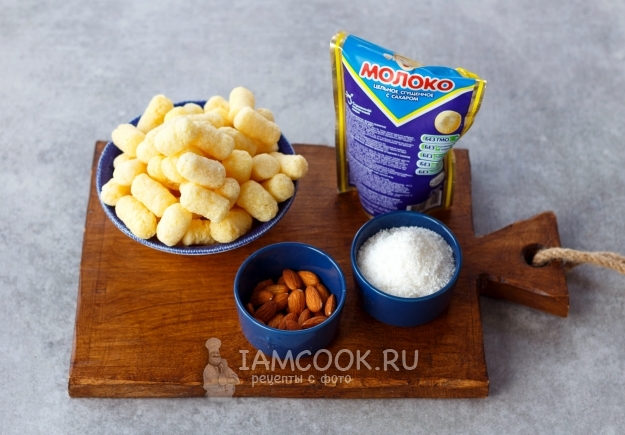 Ингредиенты для рафаэлло из кукурузных палочек