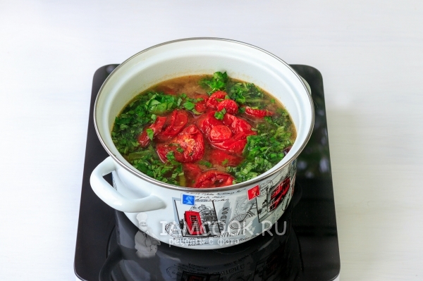 Положить в суп печеные овощи