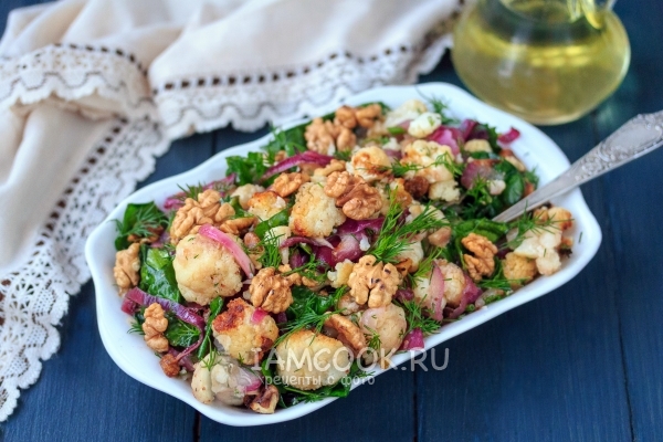 Рецепт теплого салата из цветной капусты