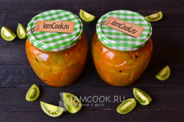 Рецепт салата из зеленых помидоров с луком на зиму