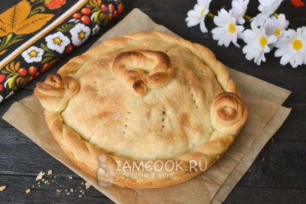 Курник из быстрого слоеного теста