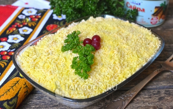 Рецепт салата «Мимоза» без картошки и моркови