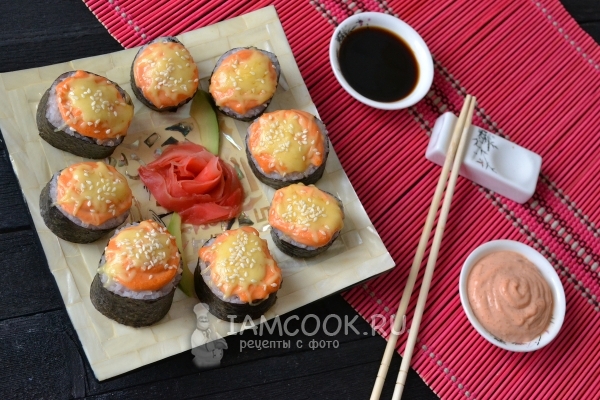 Рецепт запеченных роллов с крабовыми палочками