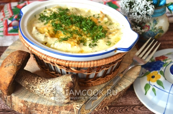 Фото картошки с грибами и майонезом в духовке