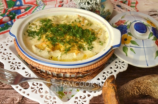 Рецепт картошки с грибами и майонезом в духовке