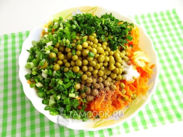 Соединить овощи