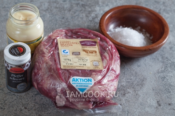 Ингредиенты для говядины в майонезе в духовке