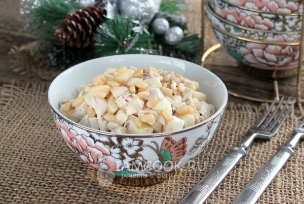 Рецепт салата из куриной грудки с сырыми шампиньонами