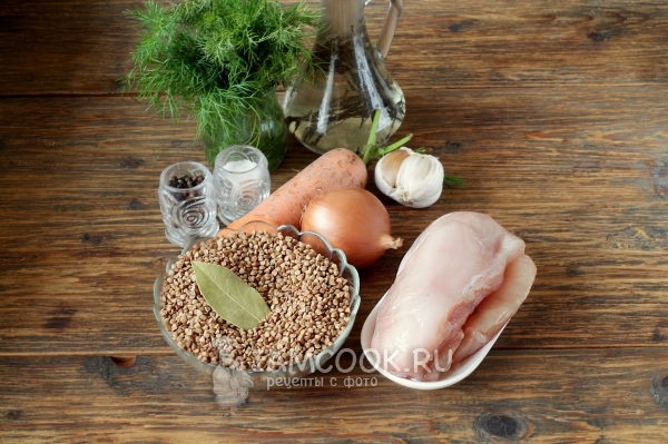 Ингредиенты для гречки с куриным фаршем
