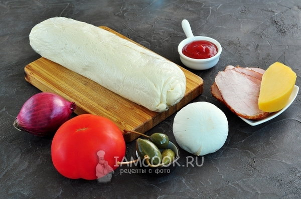 Ингредиенты для пиццы на слоено-дрожжевом тесте