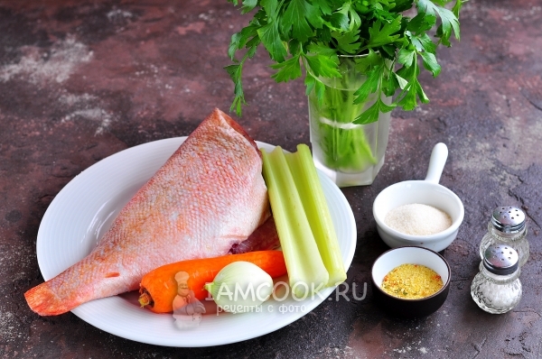Ингредиенты для заливного из морского окуня