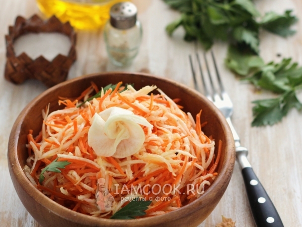 Салат из редьки с морковью с маслом, рецепт с фото