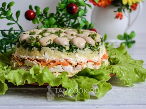 Салат «Грибная поляна» с корейской морковью, рецепт с фото