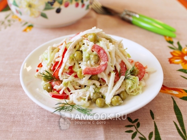 Салат с курицей и зеленым горошком, рецепт с фото