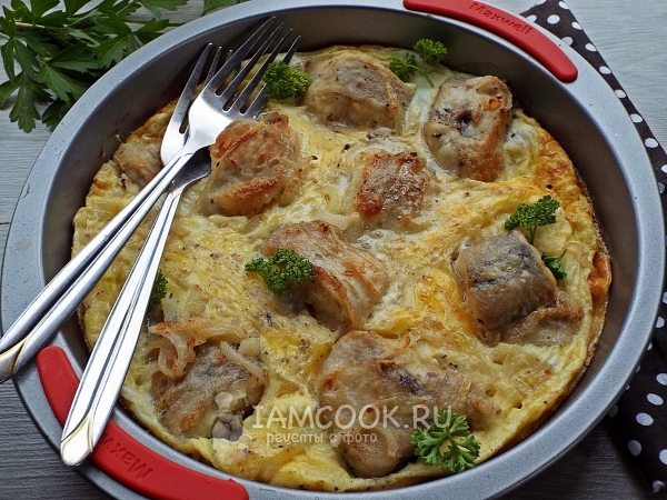 Минтай в омлете в духовке, рецепт с фото