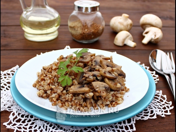 Гречка с шампиньонами в мультиварке, рецепт с фото