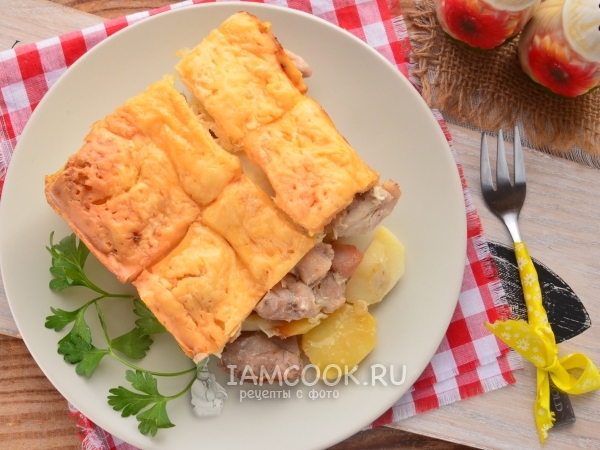 Картошка с курицей, сыром и майонезом в духовке, рецепт с фото
