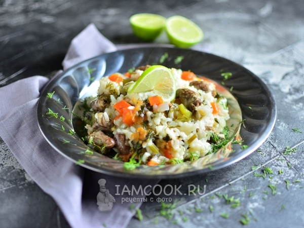 Плов с куриными сердечками в мультиварке, рецепт с фото