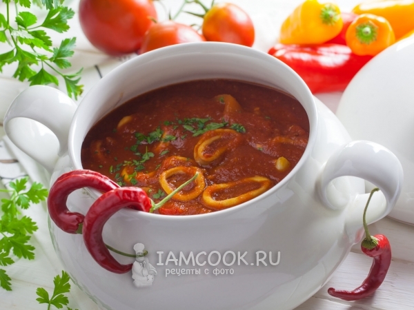 Кальмары в томатном соусе, рецепт с фото