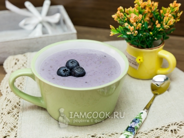 Овсяная (геркулесовая) каша с черникой, рецепт с фото