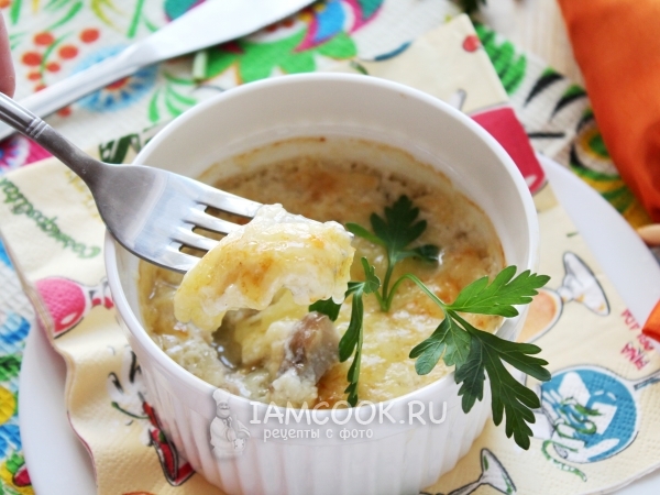 Жульен из белых грибов с курицей, рецепт с фото