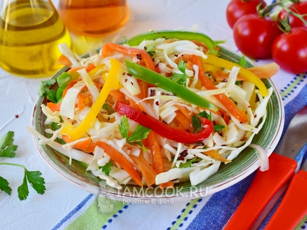 Салат с капустой, морковью и уксусом, рецепт с фото
