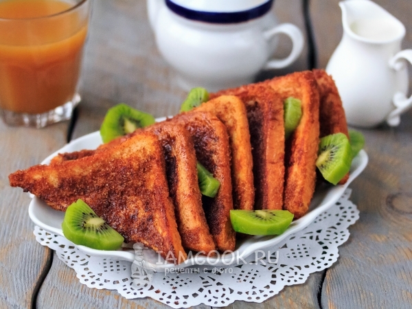 Гренки с корицей, рецепт с фото