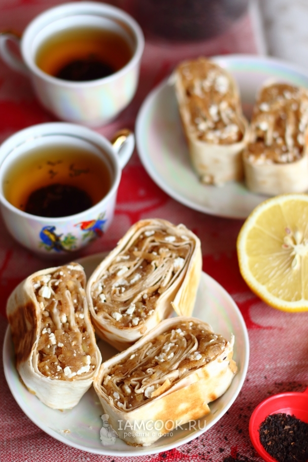 Рецепт ленивого штруделя из лаваша с яблоками