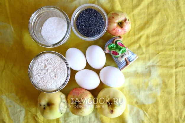 Ингредиенты для яблочной шарлотки с маком в мультиварке