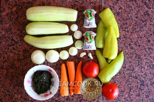 Ингредиенты для кабачковой икры без томатной пасты