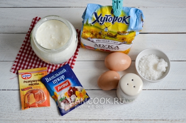 Ингредиенты для оладий на кефире как пух