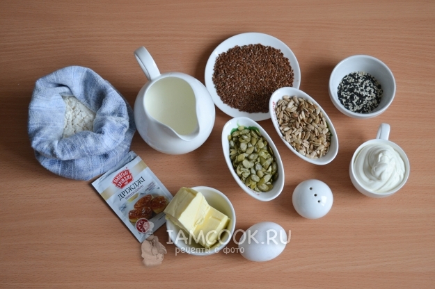 Ингредиенты для зернового хлеба в духовке