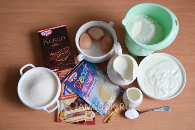 Ингредиенты для торта «Зебра» на сметане